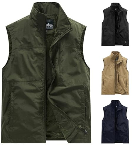 Väst herr utomhus softshell väst arbetsfunktionell väst vinter löpväst vattentät vindtät herrvästar arbetsväst fritid ärmlös jacka fleeceväst softskalväst/vandringsväst, Grön, 7XL