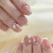 24 Pcs French False Nails White Tip,Square Short Press on Nails with Designs Glossy Full Cover False Nail Elegant Flower Glue on Artificial Nails Manicure for Women and Girls