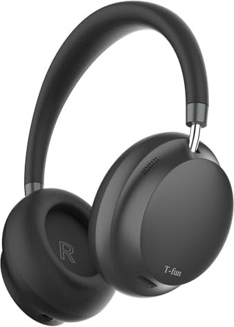 T-fun NC45 Casque sans Fil à Réduction de Bruit Active,Faible Latence, Bluetooth 5.3,égaliseur Personnalisé Via Application, 55 Heures pour Les Voyages/Le Travail