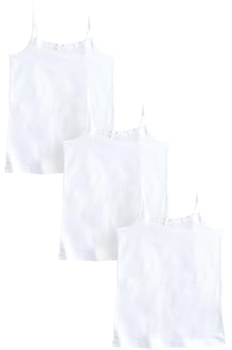 NEXT Fille Débardeurs à Bretelles élastiques, Lot de 3 Blanc 2 Ans-3 Ans