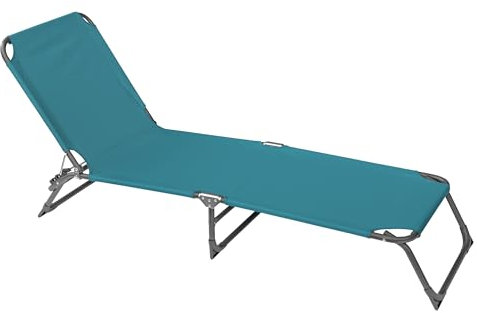 Sonnenliege Dreibein | ca. 188 x 55 x 25 cm | leicht, tragbar und klappbar | verstellbare Rückenlehne | wetterfest | stabiles Stahlrohr | ideal als Gartenliege, Strandliege | ohne Dach (petrol)
