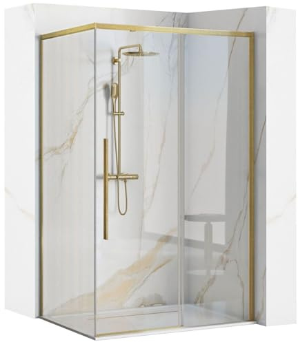 REA CABINA DE DUCHA SOLAR 80 X 100 X 195 CM CABINA DE DUCHA RECTANGULAR (ORO CEPILLADO)
