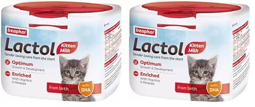 Beaphar | Lactol Kitten Milk | Milk Replacer | Complete Feed for Newborn & Weaning Kittens | DHA & Taurine | Suitable for Hand Rearing | For Kittens from Birth | 250g (Pack of 2)