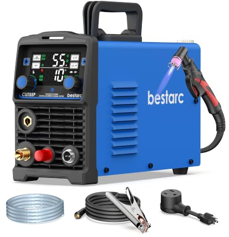 bestarc Plasma Cutter, [Pilot Arc][Large LED Display] 55A bestarc Plasma Cutter Machine 110/220V Dual Voltage, 5/8 Inch Clean Cut 3/4 Inch Max Cut, Post Flow Mesh Cut, 2T/4T for Beginners DIY