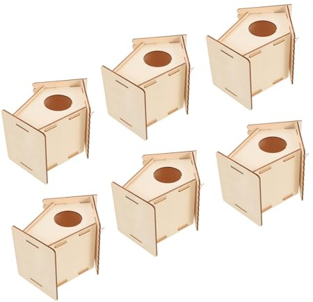 SOPOTUTU Kit Fai da Te Casetta per Uccelli in Legno da Costruire e Dipingere per 6 Pezzi con Spago per Appendere Casetta Artigianale Preforata Mangiatoia Interattiva per Giardino e