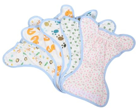 Yardenfun 5 Pannolini in Stoffa per Ragazzo Ragazza Lavabili in Cotone Riutilizzabili Mutandine Anti-perdite, Pannolini Assorbenti per Prematuri, Design a Stampa Colorata per Uso