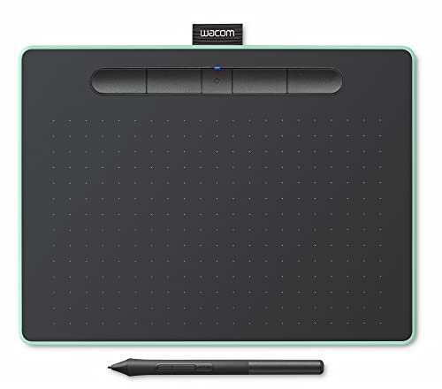 Wacom Intuos Medium Bluetooth Graphics Drawing Tablet, Portable for Teachers, Students and Creators, 4 Customizable ExpressKeys, Compatible with Chromebook Mac OS Android and Windows - Pistachio