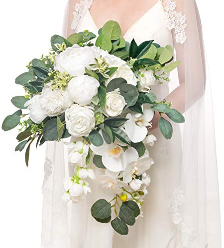 Ling's moment 11 Inch Artificial Wedding Bouquets for Bride Bouquet Bridesmaid for Wedding Ceremony Anniversary
