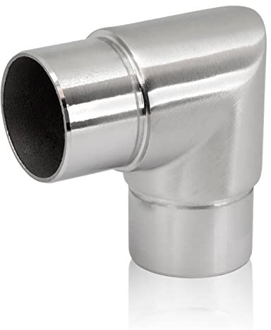 PRIOstahl Lot de 4 coudes d'angle - Raccord d'angle tranchant à 90° - Diamètre 42,4 mm - Pour tubes ronds, main courante - À emboîter - En acier inoxydable V2A