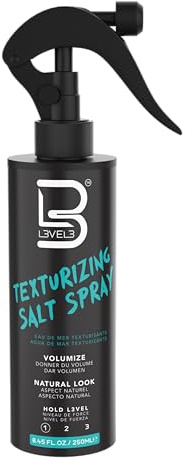 L3 Level 3 Sea Salt Texturizing Spray - Creates Beachy Waves and Texture - Light Hold - Casual Hair Finish (8.45 Fl Oz)