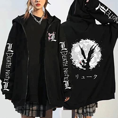 MEDM Death Note Hoodies Japanese Anime Men/Women Streetwear Harajuku Manga Graphic Zip Up Jackets Clothing Death Note Sweatshirts-style3||M