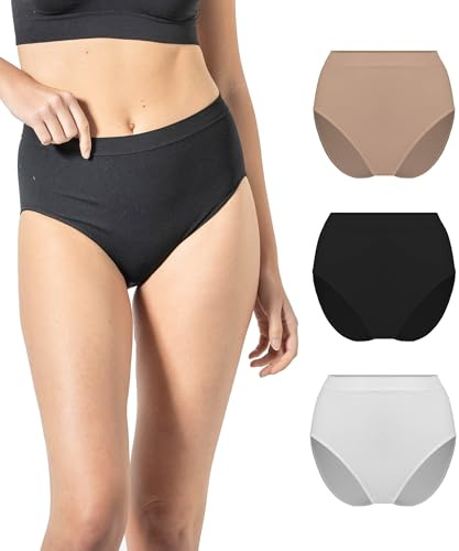 Risalti Slip Donna Vita Alta Microfibra Seamless 3Pz - Mutande Donna Senza Cuciture ed Etichette, Elasticizzate, Traspiranti, Intimo Morbido Effetto Seconda Pelle - Made in Italy