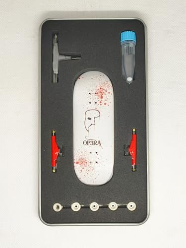 LEEFAI Pro Fingerboard Complete 34 * 96mm Maples Wood Deck-UV Printing Graphic-Updated 65d Urethane Bearing Wheels,-Replace Bushings-Op3ra Bloody Mess Edition