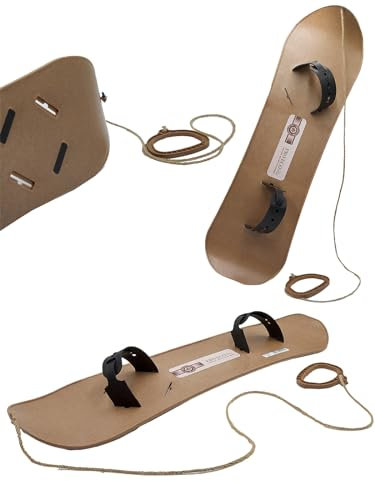 MOLTI PRO ECO Wood Snowboard für Kinder ab 5 Jahren mit Bindungen und Zugseil 80x23cm Rutscher Rodel Schlitten Erstes Training