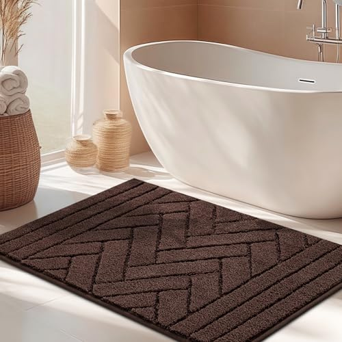 Biscpro Smutsfångande matta inomhus 50 x 80 cm, tvättbar halkfri dörrmatta vattenabsorberande ren entrématta, hundmatta, dörrmatta för hund, entré, ytterdörr, hall kaffe