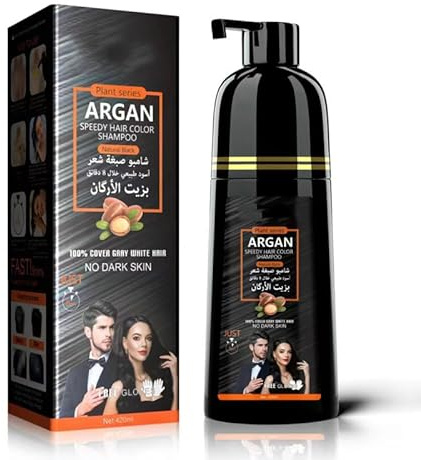 NAOLVE 420ml Instant Black Hair Shampoo for Natural Hair, 3 in 1 Black Hair Dye Shampoo for Men and Women, Shampoo Herbal Hair Color, Long Lasting and Mild Plant Formula