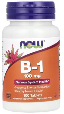 Now Foods – Vitamin B-1 (Thiamine) | Energy Production and Nervous System Support – 100mg, 100 Tablets