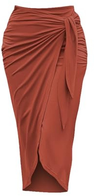 Jupes taille haute ourlet crayon jupe longue décontractée fendue jupe portefeuille avec nœud papillon maxi mariage