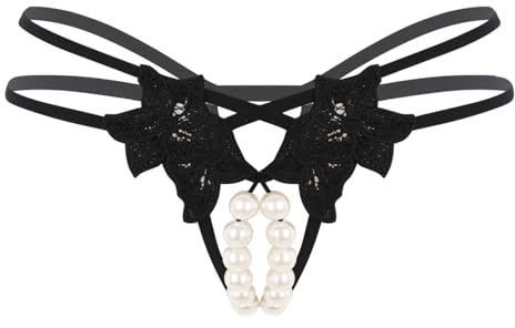 RUNQHUI Mini String Femme Ficelle Sexy String Ouvert Slip Dentelle Lingerie sous-vêtement M-XL Type B XL