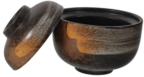 Alipis Ciotola Ceramica Giapponese Con Coperchio 4 Pollici Per Ramen Zuppe E Dessert Cottura a Vapore Sicura Per Uso Quotidiano E Microonde