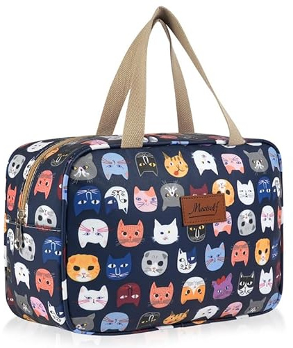 Aucuu Neceser Mujeres, Neceser de Viaje, Bolsa de Cosméticos Impermeable, Bolsa de Maquillaje Portátiles, Bolsa Aseo señora, para Uso Diario Viaje-Gato