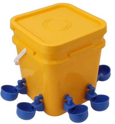 Tnfeeon 12L Capacity Automatic Water Bowl for Poultry, Simple Installation, for Ducks Quail and Pigeons, Blue (Bucket + Blue Bird Bowl + Black Screws)