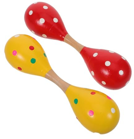 FUNNETOYU 2 Maracas Legno Doppia Testa per Ragazzo Strumento Musicale Sicuro e Non Tossico per Educazione Precoce Sonoro e Stimolante per Allenamento Ritmico e Interattivo