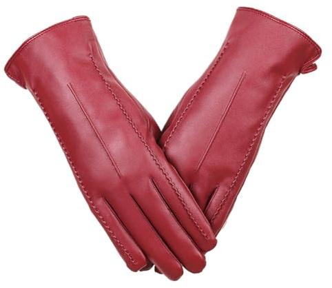 Guantes De Invierno Para Mujeres,Para Pantallas Táctiles, Antideslizante, Calentador De Manos - Guantes De Invierno De Piel Para Damas - Para Desplazamiento Diario Ciclismo Bicicleta Equitación Sender