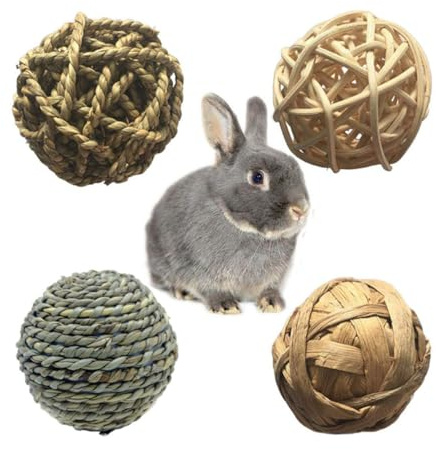 iplusmile 8pcs Balle de Paille Tressée pour Animaux de Compagnie, Sûr en Paille Naturel Qui Stimule la Curiosité des Perroquets et Autres Petits Animaux