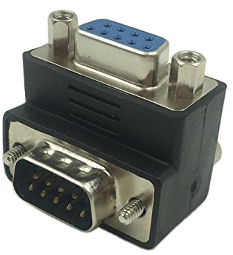 CERRXIAN 90 Degree DB9 9 Pin RS 232 Male to Female Serial Gender Changer Extension Cable Converter Adapter Coupler