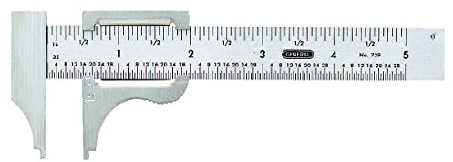 General Tools Slide Caliper #729, 16th and 32nd Graduation, 0 to 4-Inch Range, Inside and Outside Measurement