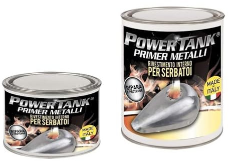 Power Tank - Trattamento Primer Metalli ripara Serbatoio Big 720 Grammi - per Serbatoio Alluminio Acciaio - Kit Big 720 Grammi - Ideale per Auto,Moto,Scooter,Vespa,Auto d'Epoca Togliruggine Ceramico