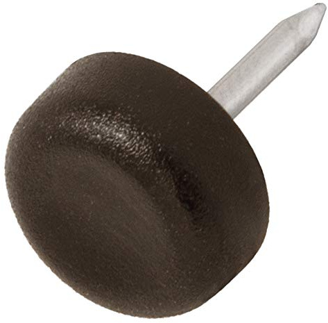Adsamm® / 32 x plastglidare med spik, brun, Ø 13 mm, rund, möbelglidare med spik, möbel- och golvskydd i Adsamm®-kvalitet