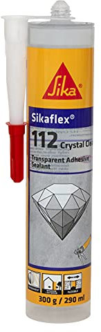 SIKA - Sellador y Adhesivo Elástico Universal - Sikaflex 112 Crystal Clear - Transparente - Para juntas - Multi soporte - Multiusos - Interior y exterior - 290 ml