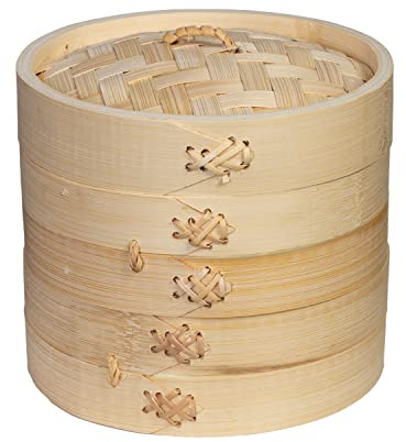 Joyce Chen 2-Tier Bamboo Steamer Baskets, 6-Inch