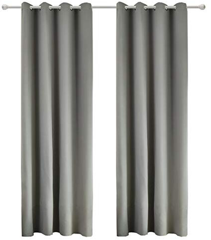WOLTU 2er Set Gardinen, Vorhang für Wohnzimmer Kinderzimmer, mit Ösen, Leicht & Weich, Wärmeisolierend, 135 x 225 cm, Dunkelgrau