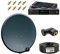 PremiumX Satelliten-Komplettanlage 60cm Satellitenschüssel Anthrazit Quad LNB 50m Antennen-Kabel SAT TV Receiver FullHD