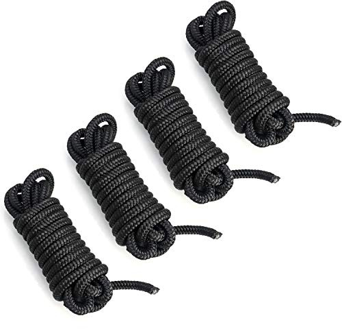 QWORK Cima Nautica per Ormeggio, Corda Nautica 4.5 m x 10mm, 30 cm Cerchio ad una Estremità, Corde per Barche, Yacht, 4 pezzo