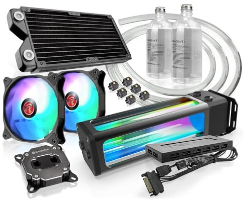 Raijintek Scylla Elite CA240 Wasserkühlungs-Set, Water Cooling Kit, All-in-one Liquid CPU Cooler Kit, Lüftern und Pumpe mit AGB, Fernsteuerung