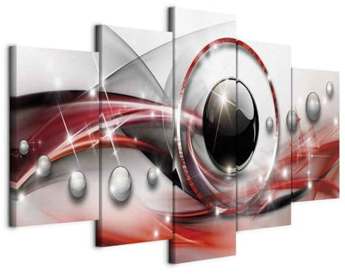 B&D XXL - Tableau Acoustique Abstrait 100x50 cm 5 Parties - Décoration Murale Anti-Bruit Isolation Phonique Bureau Chambre Panneau Insonorisant Impression sur Toile - Abstrait a-A-0197-b-n