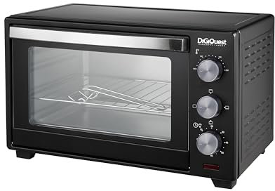 DIGIQUEST Forno Elettrico Statico 25 Litri, 1600 W, Timer 60 min, Spegnimento Automatico e Illuminazione interna, Doppio vetro temperato resistente al calore, Conforme alle nuove normative CE A13/EK1