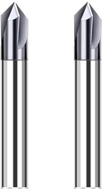 CREEYA 2 Stücke Hartmetall Fasenfräser 8mm, 3 Zähne/Schneiden, HRC 55, 90°, AlTiN Schwarz Beschichtung CNC Fräser, VHM Für Stahl Metall Kunststoff Holz