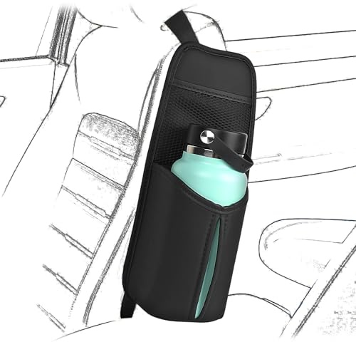 Linkidea Car Seat Side Water Bottle Organizer Compatible with YETI Rambler Bottle 26oz/36oz, Owala FreeSip 32oz/40oz, Vehicle Seat Side Storage Hanging Bag Holder for Large Bottles, Black