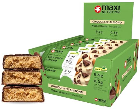 MaxiNutrition Classic Protein Bar Vegan Chocolate Almond, 24% Protein, 123 kcal, (16 Riegel x35g), Low Sugar