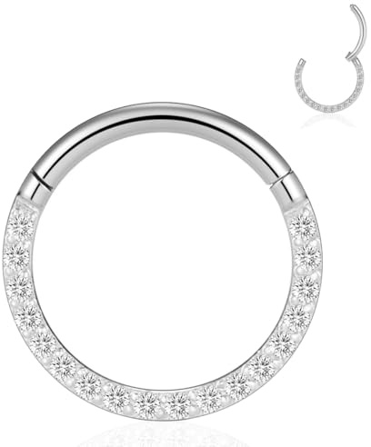 HENYQANN Anneau de Piercing en Argent 16G-6mm, Piercing Septum, Conque, Daith, Nez, Helix, Tragus, Cartilage, Boucle d'Oreille, Lèvre, Acier Chirurgical 316L