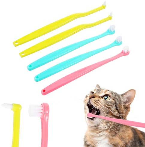 YUXIANLB 5er Pack Kleine Hunde- Und Katzenzahnbürste Mit Mikro-Kopf Zahnputzset Mit Mikro-Rund- Und Spitzkopf Für Welpen Katzenzahnpflege Haustierzahnbürste Einfach Zu Handhaben Weiche Borsten