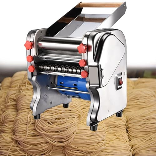 XSDAJSD Máquina Comercial para Hacer Pasta, máquina eléctrica para Hacer Fideos con Rodillo de Masa, Grosor Ajustable, para Pasta Fettuccine