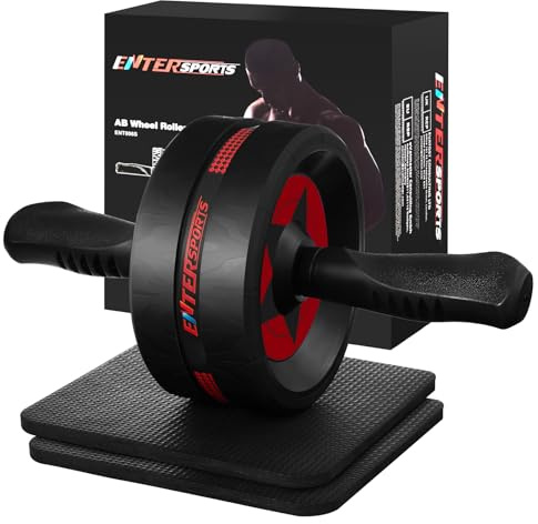 EnterSports Ab Rollers, Ab Trainer for Home with Two Knee Mats, Ab Wheel for Abdominal Muscle Training, Ab Exercise Wheels, Suitable for Beginners, Advanced and Professionals