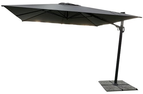 Sicignano – Parasol à bras en aluminium, toile polyester 250 g/m², fermeture rétractable à manivelle, réglable en hauteur, pour jardin, bar, restaurant, anthracite, 3x3 mt (Solo Ombrellone)