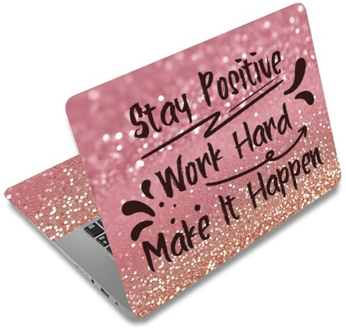 SUPERDANT Adhesivo para Portátil Stay Positive con texto de motivación Protector de Vinilo para Laptop Universal para 12 13 13.3 14 15 15.4 15.6 extraíble
